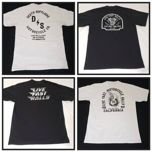 Lot of Shaka Wear Men's Large Black & White Biker Short Sleeve T-shirts Cotton